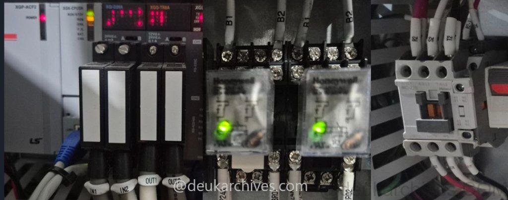 PLC output module relay contactor wiring industrial automation 제어반 출력 구조