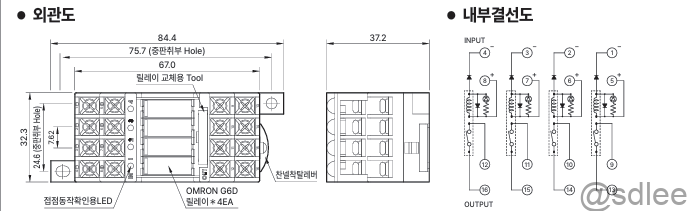 R4T-16P-G6D 릴레이 보드 결선 구조 (개별 전원 방식)